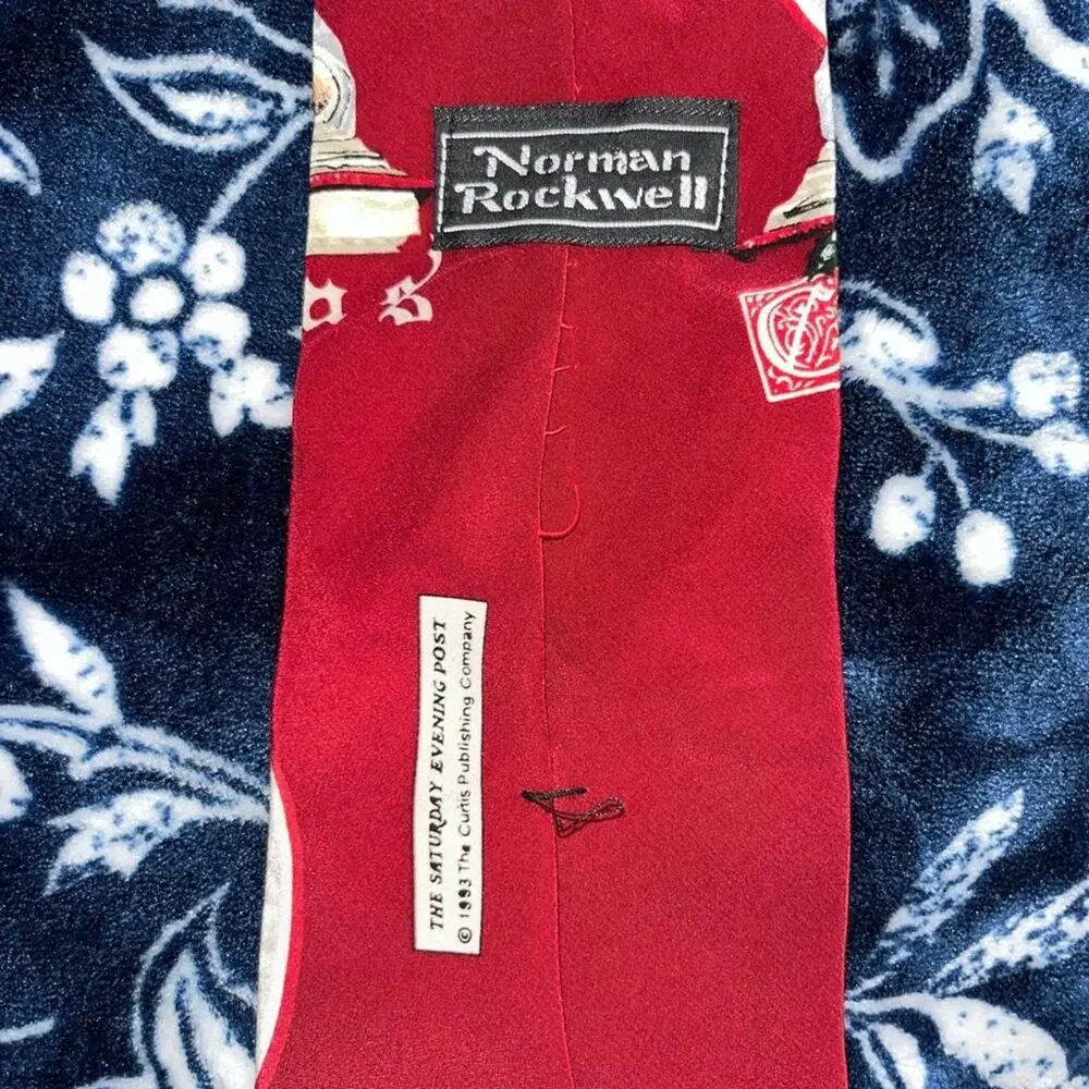 Vintage 1993 Norman Rockwell Christmas Necktie artwork 